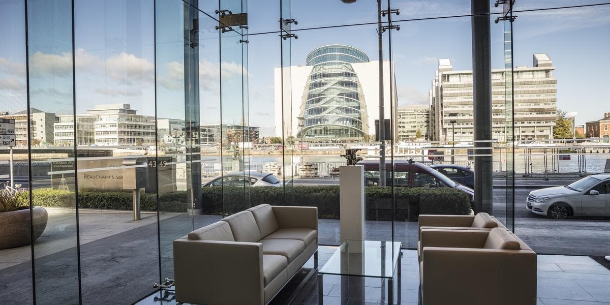 Riverside II building interior looking at liffey